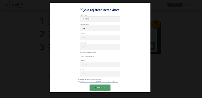 Žádost o půjčku Acema Credit - vyplňte požadované údaje