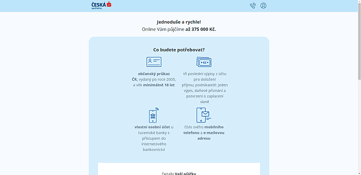 Žádost o půjčku od České spořitelny - 3. krok