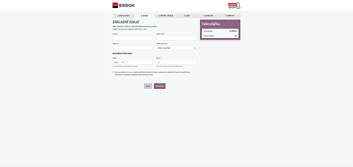 Žádost o půjčku od Essox - vyplňte požadované údaje