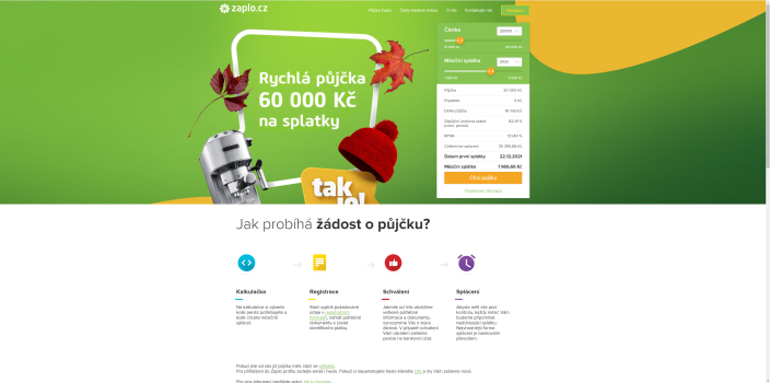 Žádost o půjčku Zaplo na splátky - vyberte výši a splatnost půjčky