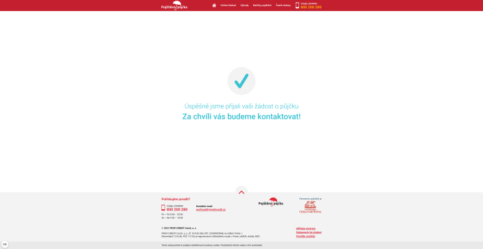 Žádost o Pojištěnou půjčku - poskytovatel půjčky se vám brzy ozve